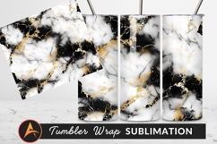 Golden Vein Black And White Marble Texture Tumbler Product Image 1