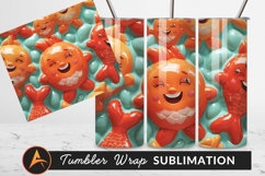 Cheerful Orange Fish Pattern On Teal Background Product Image 1