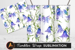 Watercolor Bluebell Flowers Seamless Pattern Tumbler Png Product Image 1
