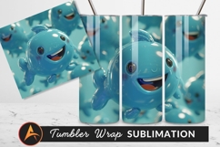 Happy Blue Whale Cartoon Tumbler Png Product Image 1