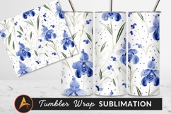 Blue Floral Pattern Tumbler Design Png Product Image 1
