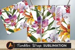 Watercolor Floral Seamless Pattern For Tumbler Png Product Image 1