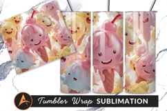 Cute Cartoon Ice Cream Character Background Tumbler Png Product Image 1