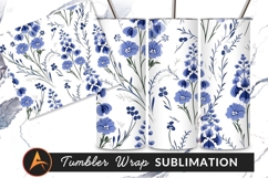 Seamless Floral Pattern Blue Flowers Tumbler Png Product Image 1