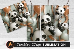 Panda Bears With Balloons Tumbler Png Design Product Image 1