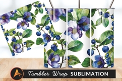 Watercolor Floral Pattern Blue Flowers And Berries Tumbler Product Image 1