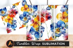 Vibrant Watercolor Floral Pattern Tumbler Png Design Product Image 1