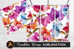 Watercolor Bougainvillea Floral Seamless Pattern Tumbler Png Product Image 1
