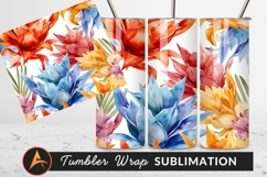 Colorful Tropical Flower Watercolor Seamless Pattern Design Product Image 1