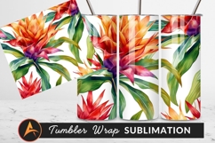 Exotic Watercolor Flowers Leaves Tumbler Png Product Image 1