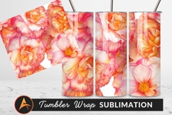 Elegant Floral Background Pattern Pink Orange Flowers Product Image 1