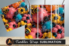 Colorful Flowers And Bees Abstract Tumbler Png Product Image 1