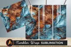 Abstract Blue And Brown Marble Texture Tumbler Png Product Image 1