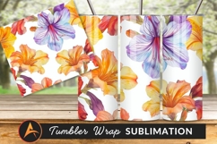 Watercolor Floral Pattern Tumbler Png Background Product Image 1