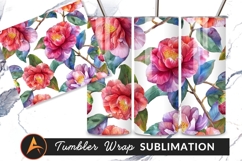 Watercolor Camellia Flowers Floral Seamless Pattern Product Image 1