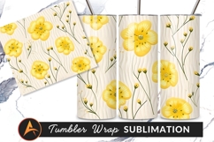 Seamless Yellow Flower Pattern Tumbler Png Design Product Image 1