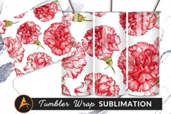 Watercolor Carnations Seamless Pattern Background Tumbler Product Image 1