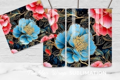 Elegant Floral Pattern Red And Blue Tumbler Png Product Image 1