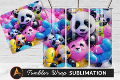 Colorful Panda Balloons Tumbler Png Background Product Image 1