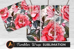 Stained Glass Style Pink Roses Background Product Image 1