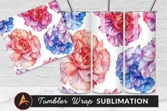 Watercolor Carnation Flower Seamless Pattern Tumbler Png Product Image 1