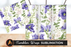 Elegant Floral Pattern With Blue And White Flowers Tumbler Product Image 1
