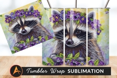 Embroidered Raccoon With Flower Crown Tumbler Png Product Image 1