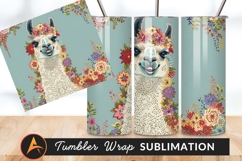 Floral Llama Art Tumbler Png Design Product Image 1