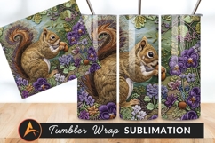 Squirrel With Acorn Amidst Floral Embroidery Tumbler Product Image 1
