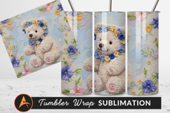 Floral Crown Teddy Bear Decorative Embroidery Art Product Image 1