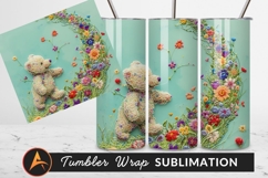 Floral Teddy Bear With Colorful Flower Meadow Tumbler Product Image 1