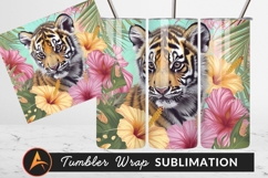 Adorable Tiger Cub Surrounded By Tropical Flowers Tumbler Product Image 1