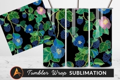 Floral And Blackberry Patterned Tumbler Png Design Product Image 1