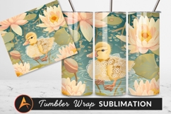 Cute Duckling In Water Lily Pond Tumbler Png Product Image 1