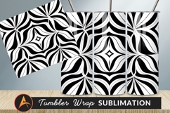 Abstract Floral Pattern Black And White Tumbler Design Product Image 1