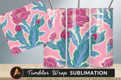Abstract Floral Pattern With Pink Backdrop Tumbler Png Product Image 1