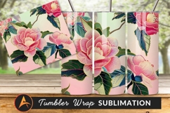 Pink Floral Pattern With Leaves Tumbler Png Product Image 1