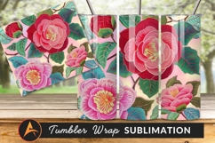 Floral Pattern Pink Red Camellia Tumbler Png Product Image 1