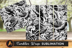 Monochrome Birds Floral Pattern Tumbler Png Product Image 1