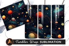 Cartoon Planets And Stars Space Background Tumbler Png Product Image 1