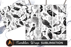 Black And White Birds Seamless Pattern Tumbler Product Image 1