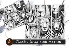 Lions And Zebras Black White Pattern Tumbler Png Product Image 1
