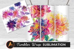 Embroidered Dahlias With Lace Flowers Digital Artwork Product Image 1
