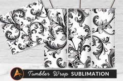 Ornamental Floral Vector Pattern Black And White Tumbler Product Image 1