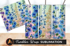 Blue Flowers Botanical Arrangement Digital Art Tumbler Png Product Image 1