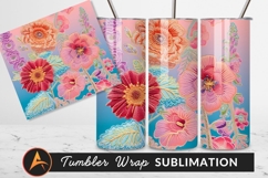Embroidered Floral Design Tumbler Png Ready Artwork Product Image 1