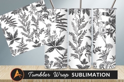 Botanical Seamless Pattern Black And White Tumbler Png Product Image 1
