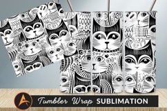 Abstract Black And White Cats Pattern Design Product Image 1