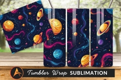 Colorful Planets And Stars In Space Pattern Tumbler Product Image 1