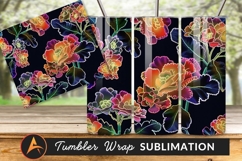 Vivid Neon Flowers On Dark Background Illustration Product Image 1